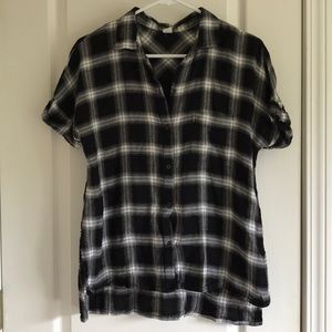 Black and white plaid button up